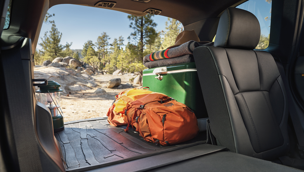 Shot of the cargo area of the 2023 Forester Wilderness.