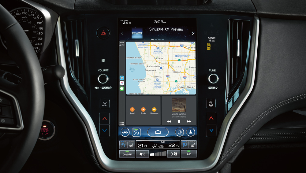 2023 Legacy GT 11-inch infotainment touchscreen with navigation.
