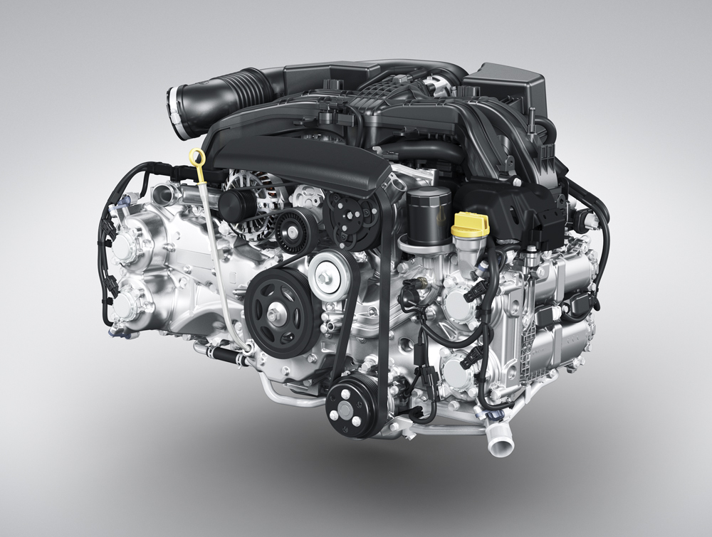 An image of a complete Subaru 2.5L BOXER® engine