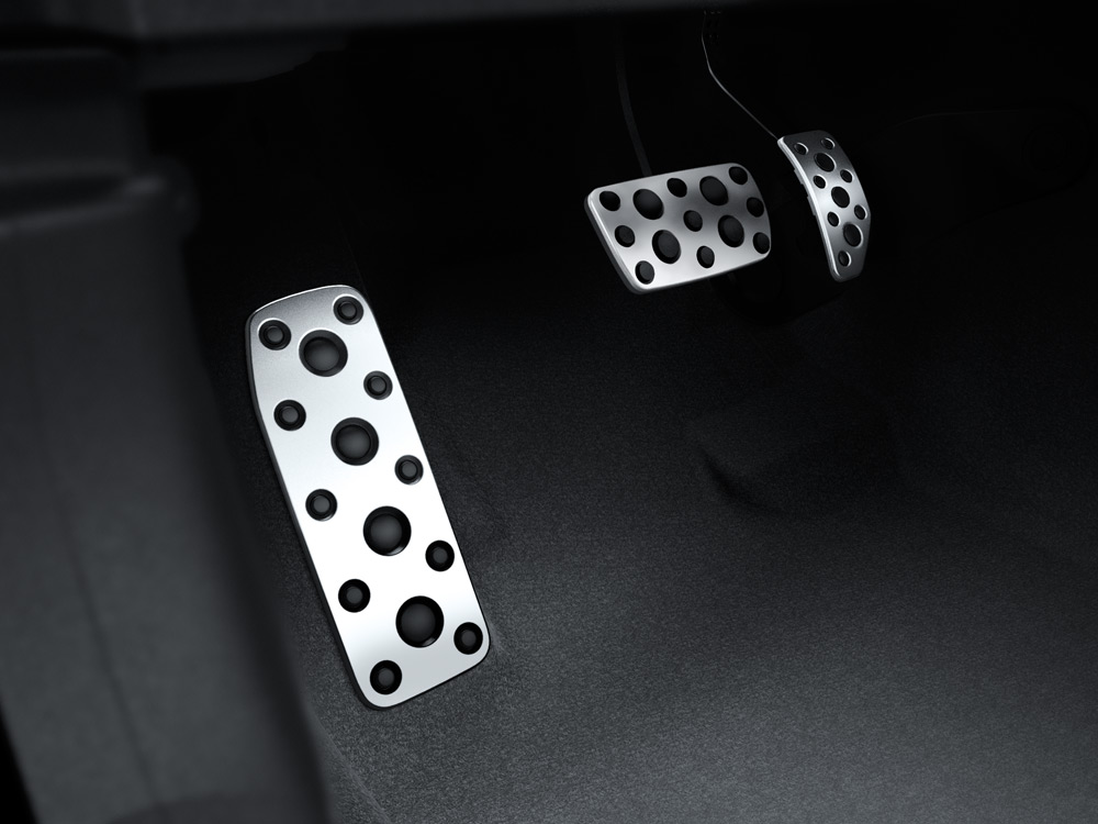 Close up shot of aluminum alloy sport pedals,