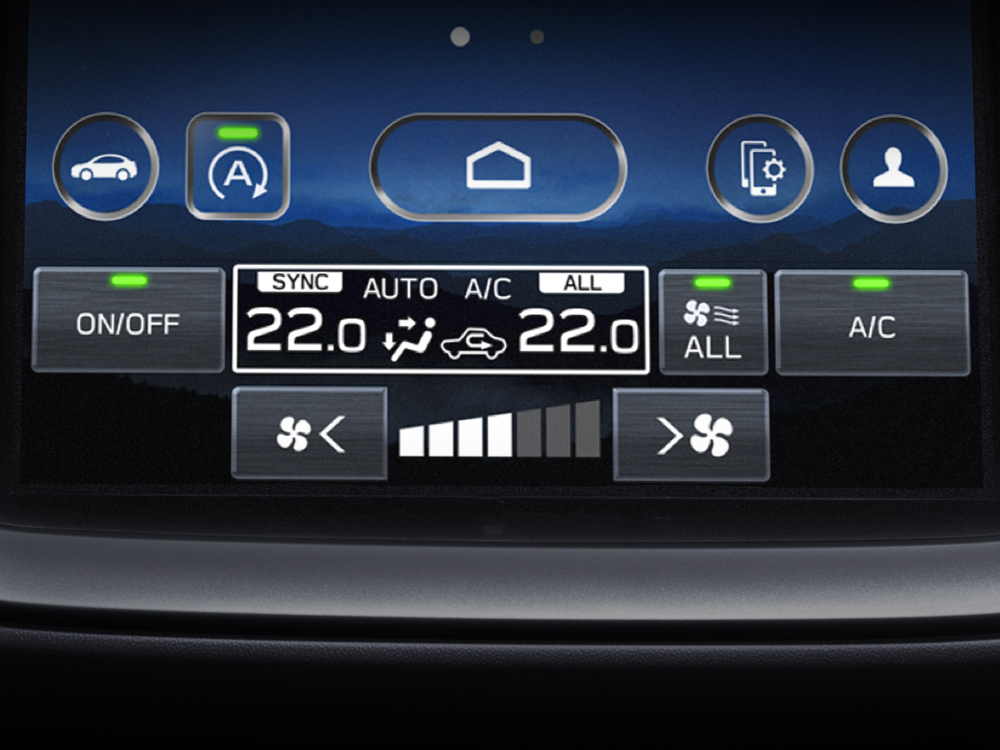 Close up shot of the dual zone automatic climate control on the infotainment screen.
