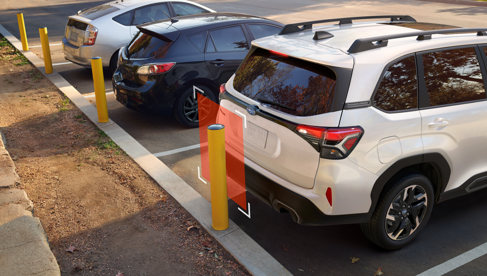 Image showing how Reverse Automatic Braking works.