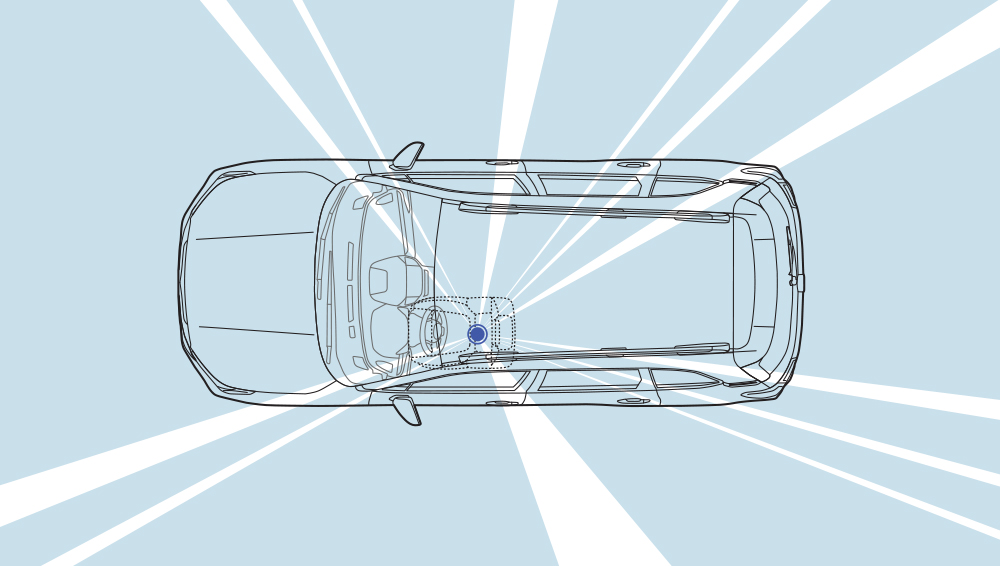 Illustration showing the excellent sightlines of the 2026 Forester