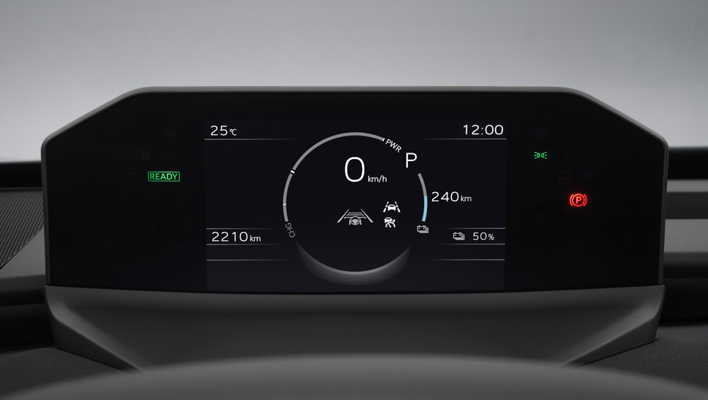 Close-up shot of 7-Inch Colour Digital Gauge Cluster with Multi-Information Display.