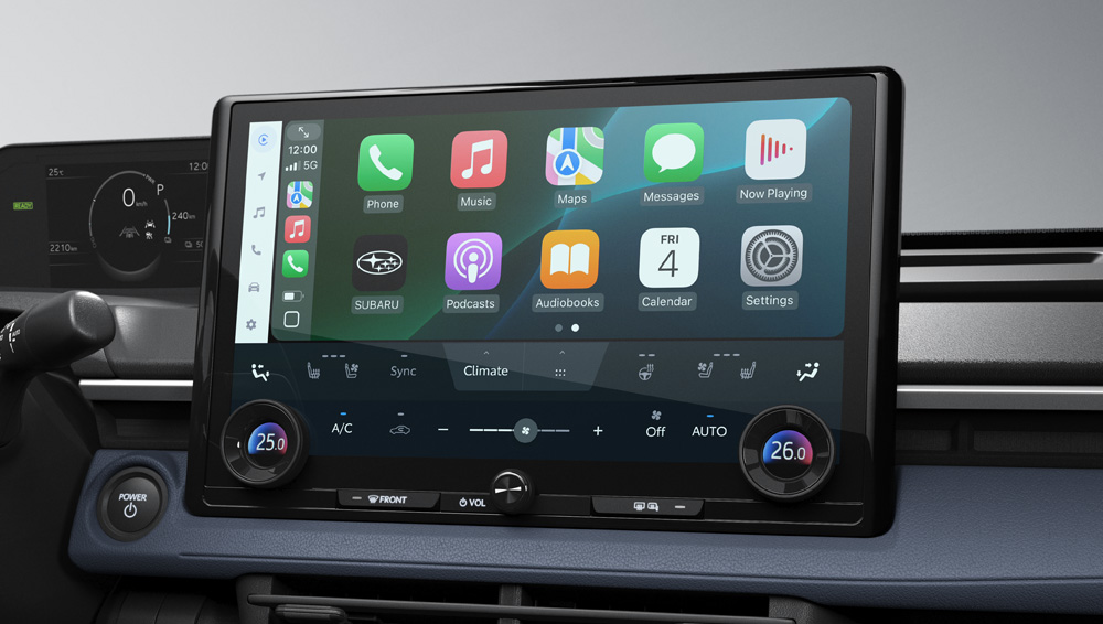 Close-up shot of infotainment screen of 2026 Solterra.