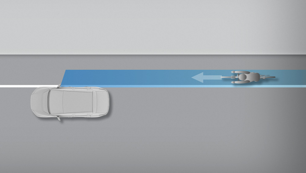 Diagram showing how Safe Exit Assist works.