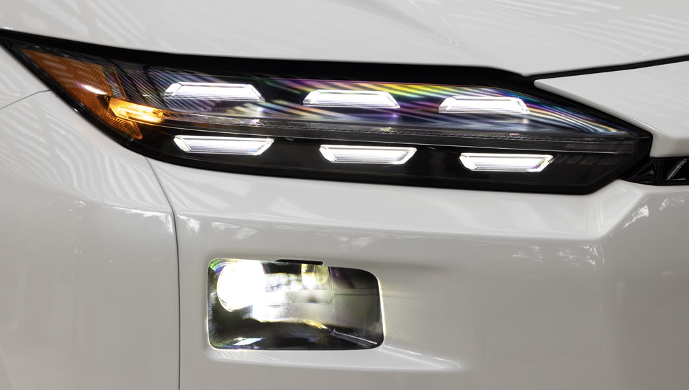 Close-up shot of 2026 Solterra standard LED headlight.